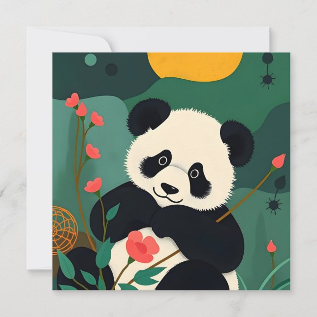 Birthday card With Colorful Panda Design (Front)
