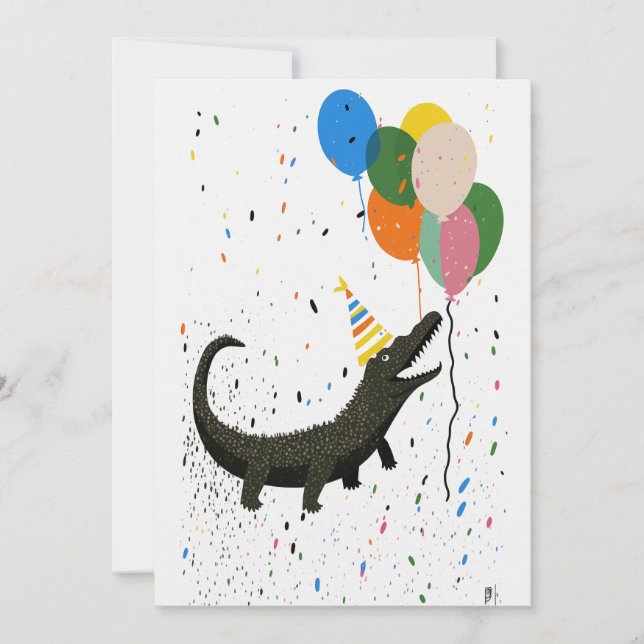 Birthday Card with Crocodile Flat Greeting Card (Front)