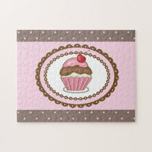 Birthday card with cupcake jigsaw puzzle