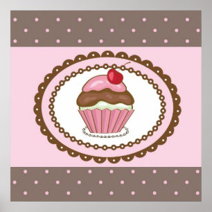 Birthday card with cupcake poster
