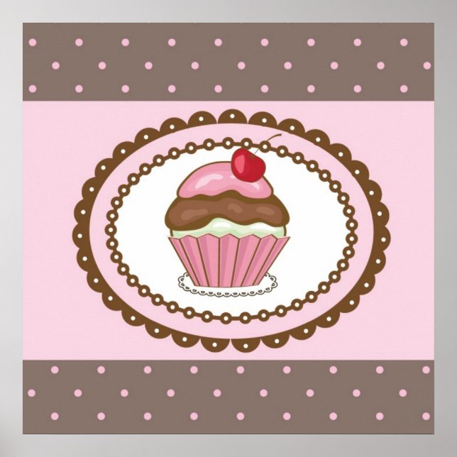 Birthday card with cupcake poster (Front)