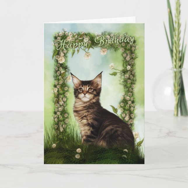 Birthday Card With Cute Cat (Front)