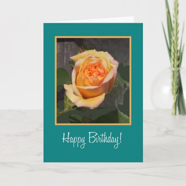 Birthday Card with Dreaming Spires Rosebud (Front)