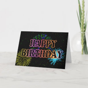 Birthday card with fireworks