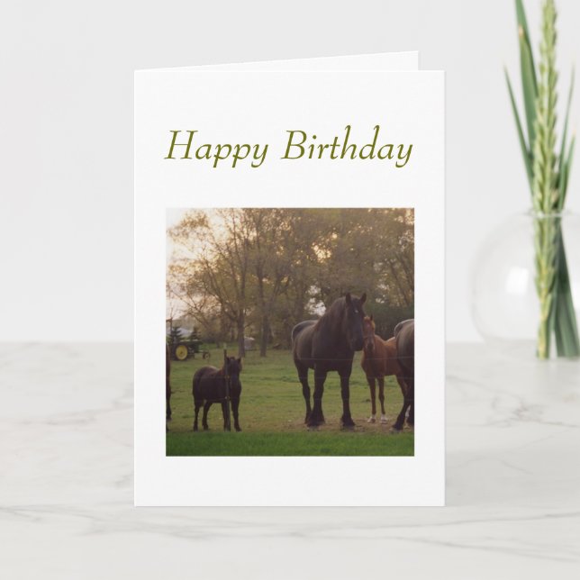 birthday card with horses and tractor (Front)