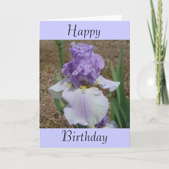 Birthday Card with Iris on it. (Front)