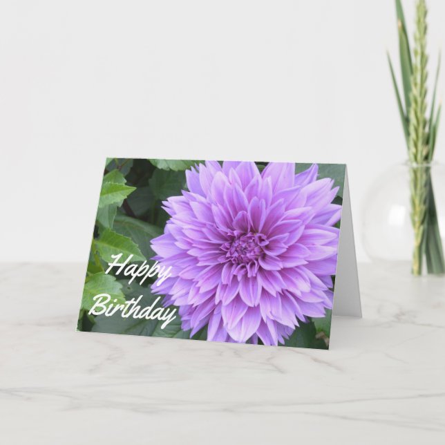 Birthday card with lavender dahlia (Front)