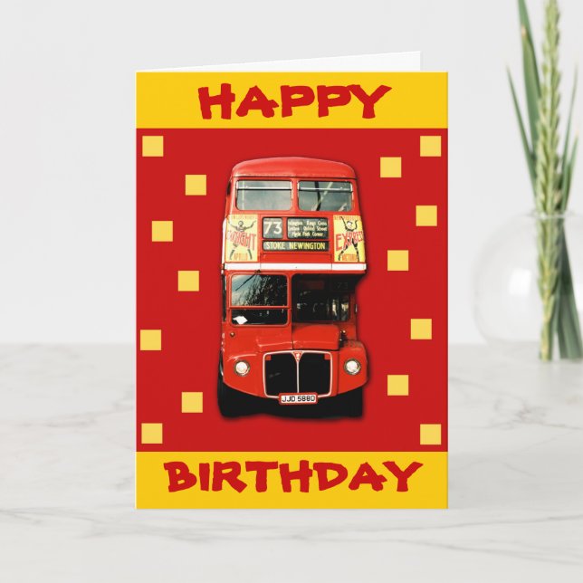 Birthday Card with London Bus (Front)