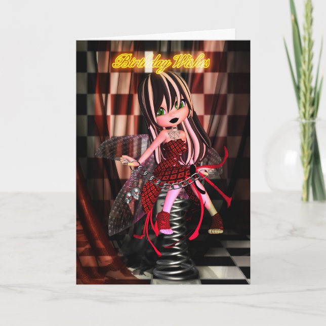 Birthday card with moonies Gothic Fairy (Front)