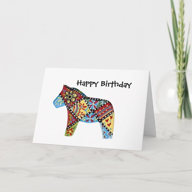 Birthday Card with patchwork horse (Front)