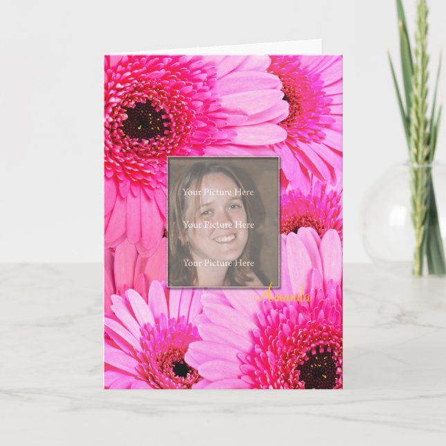 Birthday card with pink daisies (Front)