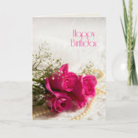 Birthday card with pink roses