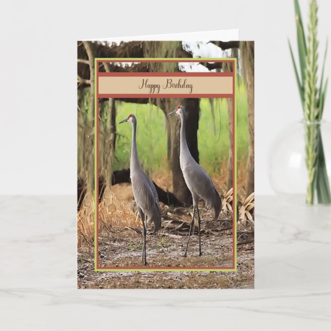 Birthday Card with Sand Hill Cranes (Front)