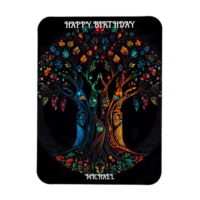 Birthday Card with Tree in full color Invitation Magnet (Vertical)
