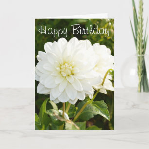 Birthday card with white dahlias