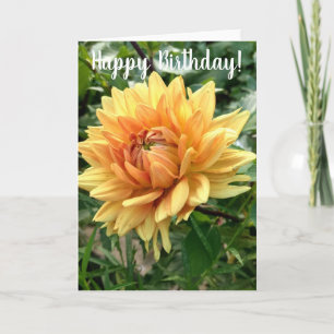 Birthday card with yellow dahlia