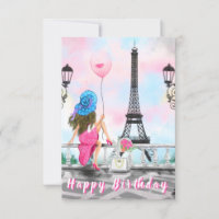 Birthday Card Woman In Paris - Romantic