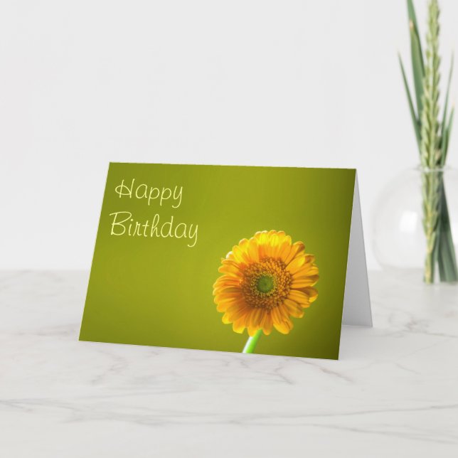 Birthday Card - Yellow Daisy Gerbera Flower (Front)