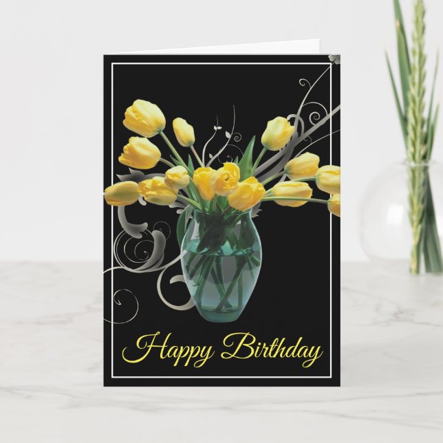 Birthday Card-Yellow Tulips Card (Front)