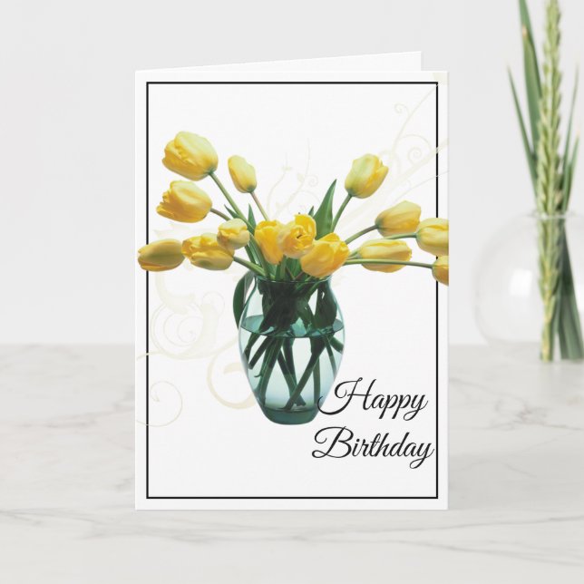 Birthday Card-Yellow Tulips Card (Front)