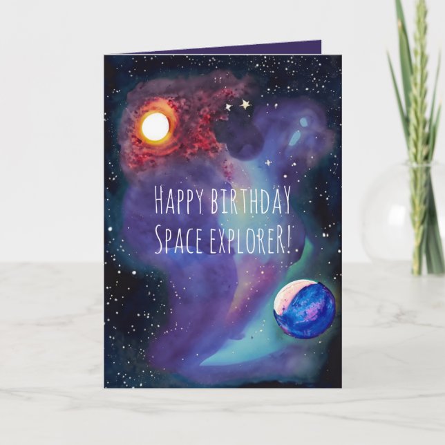 Birthday Cards for Kids Who Love The Space (Front)