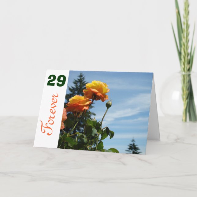 Birthday Cards Orange Roses 29 Forever Twentynine (Front)