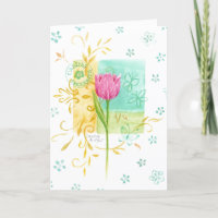 Birthday Caring Thoughts Pink Folded Greeting Card