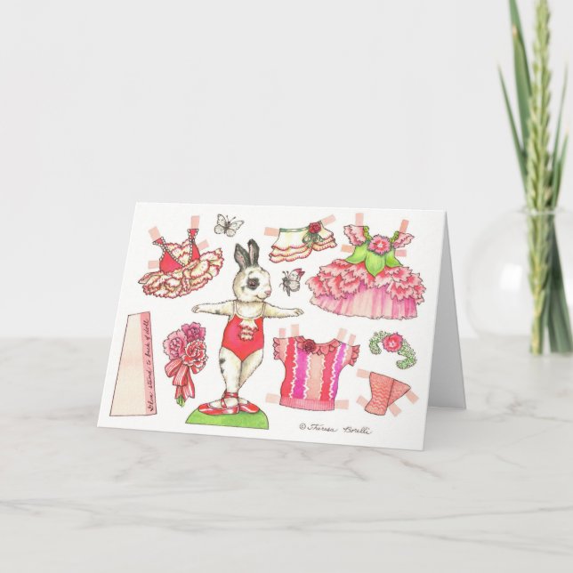 Birthday Carnation Paper Doll Card (Front)