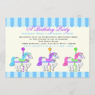 Birthday Carousel Ponies Invitation
