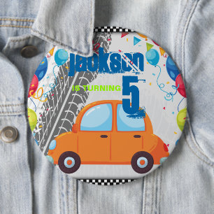Birthday Cars and tracks design 6 Cm Round Badge