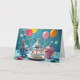 Birthday Cartoon Germ Party  Card