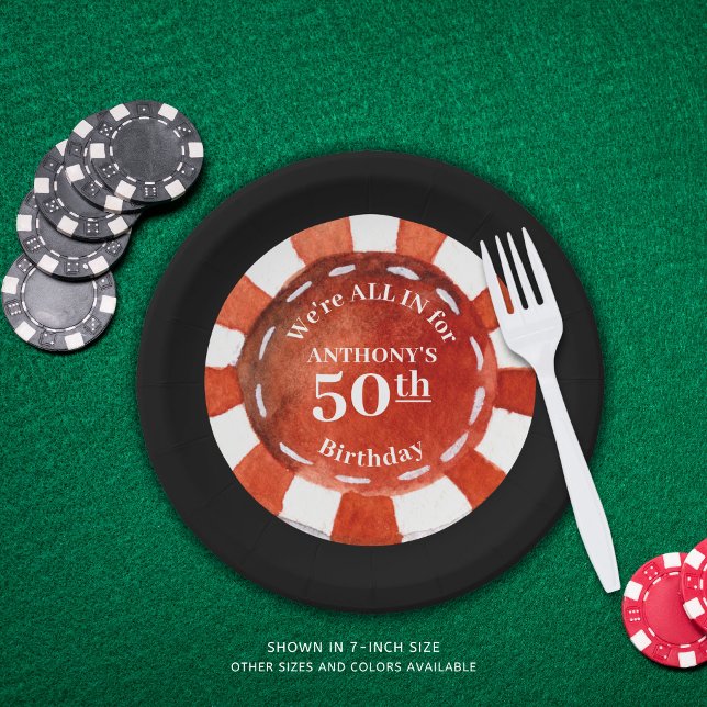 Birthday Casino Poker Chip Personalised Paper Plate (Creator Uploaded)