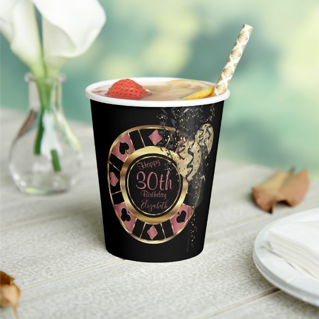Birthday Casino Poker Chip - Rose Paper Cups (Insitu)