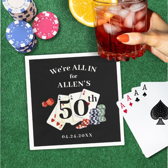 Birthday Casino Poker Vegas Personalised Napkin (Creator Uploaded)