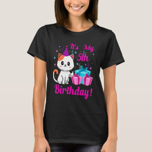Birthday cat 5 years old Kitten kitty 5th Birthday T-Shirt