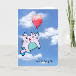 Birthday Cat And Balloon Card