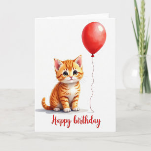 Birthday Cat Balloon Card