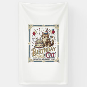 Birthday Cat Cat Birthday Age Vintage Vector Art S Banner