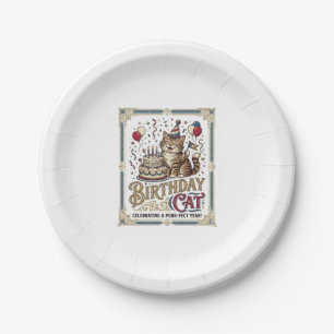 Birthday Cat Cat Birthday Age Vintage Vector Art S Paper Plate