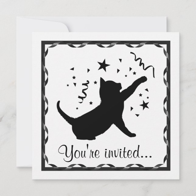 Birthday Cat Customisable Invitation (Front)