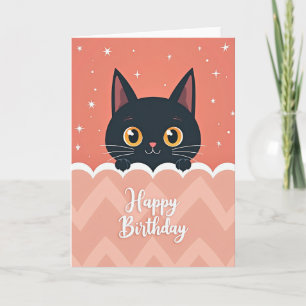 Birthday Cat Illustration Card