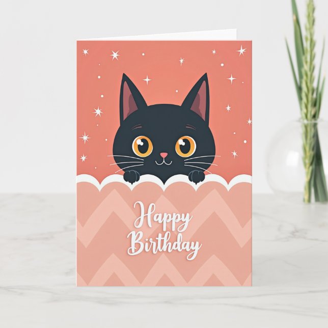 Birthday Cat Illustration Card (Front)