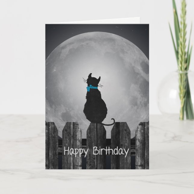 birthday cat in moonlight card (Front)