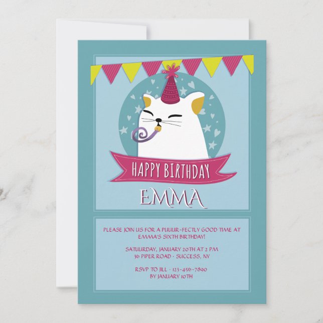 Birthday Cat Invitation (Front)