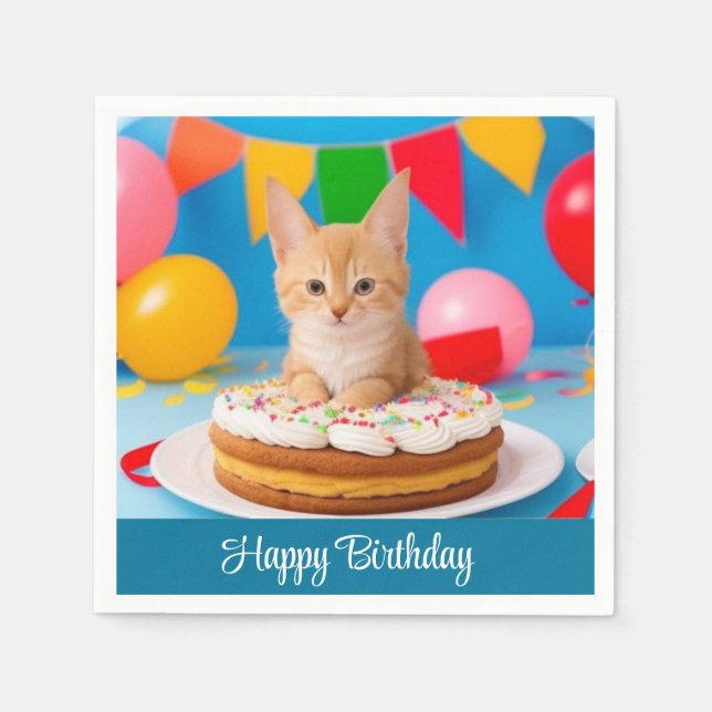Birthday Cat  Napkin (Front)