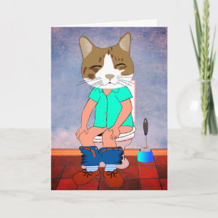 BIRTHDAY CAT ON THE TOILET GREETING CARDS