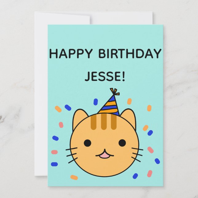 Birthday Cat | Orange Cat Happy Birthday Card (Front)