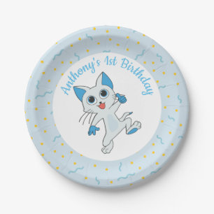 Birthday Cat Paper Plate