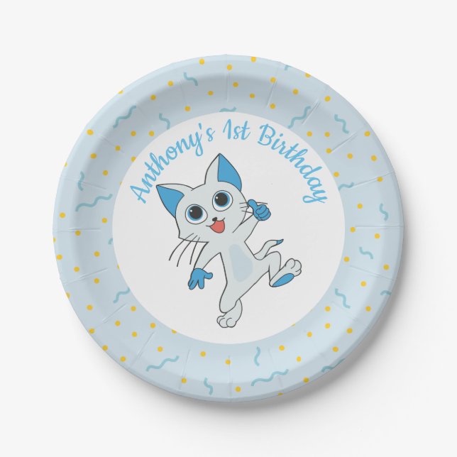 Birthday Cat Paper Plate (Front)