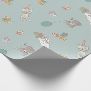 Birthday cat party  wrapping paper